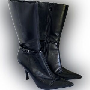 NINE WEST - Black Leather Pointed Boots - Size 6
